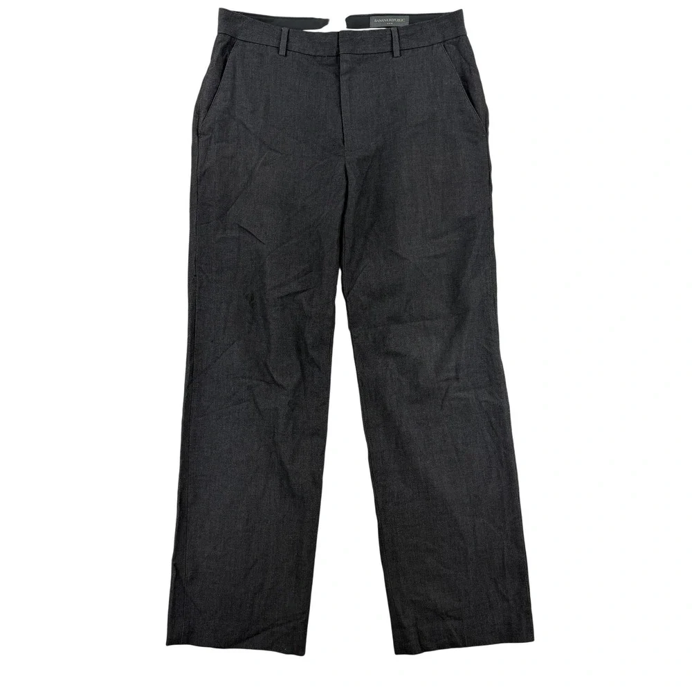 Banana Republic Dress Pants Mens 33x32 Gray Regular Fit Herringbone Stretch